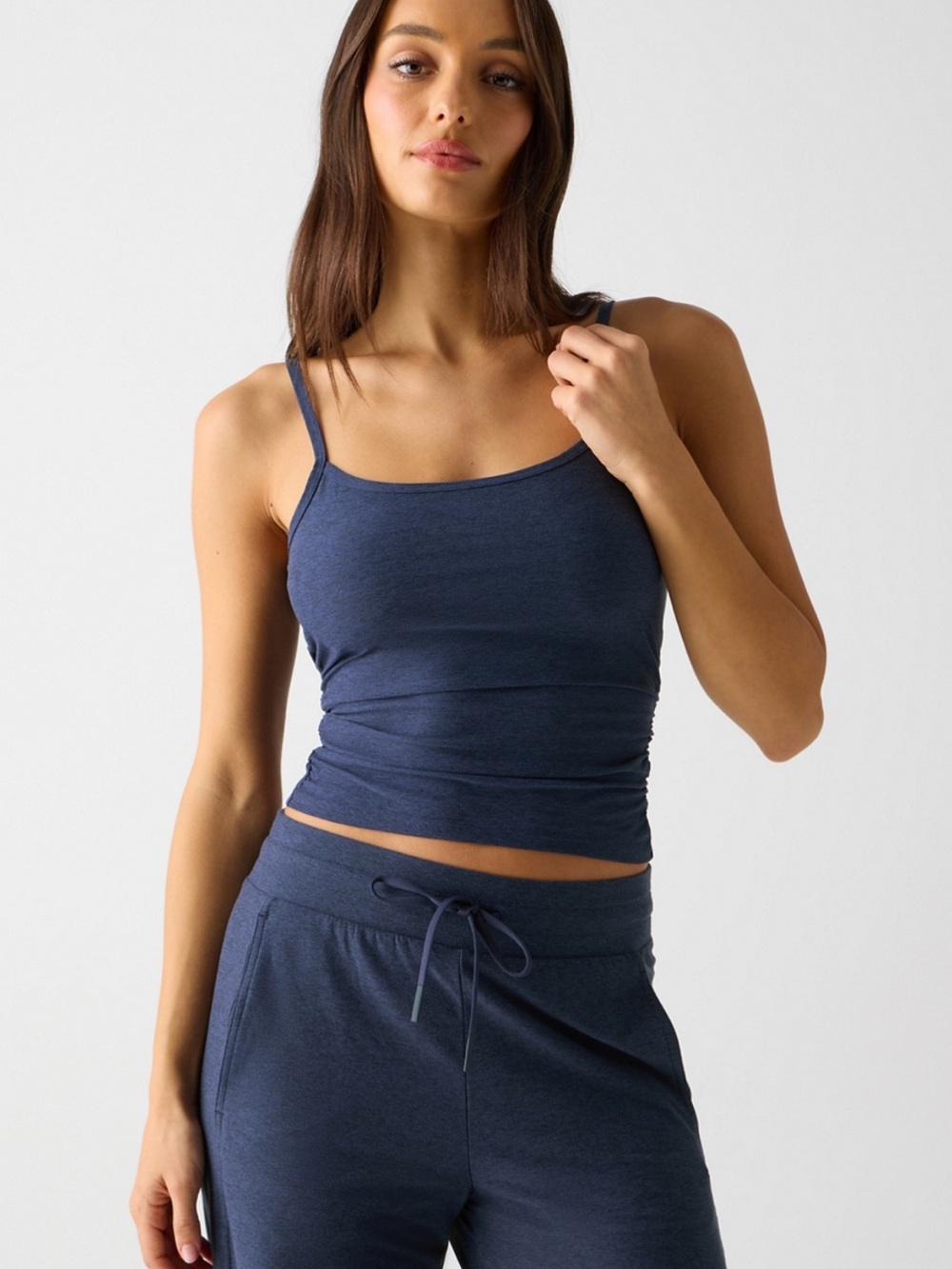 Fabletics Whisper Crossover Tank in Deep Navy Heather